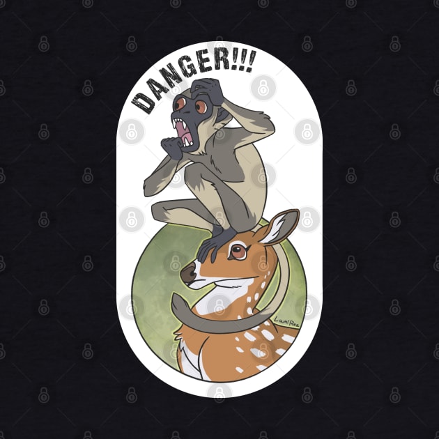 Danger! - EN/FR - Langur monkey, Chital Deer/ Langur Sacré, Chital by LaumiRez